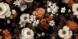 a pattern with dark brown and white flowers