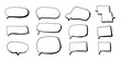 Scribble Speech Bubbles set With Shadow. Cartoon doodle rough talk clouds. Hand drawn sketch style annotate comic element. 