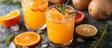 Fototapeta  - Minimalist Citrus Bliss: Refreshing Energy Boost. Concept Citrus, Refreshing, Minimalist, Blissful, Energy Boost