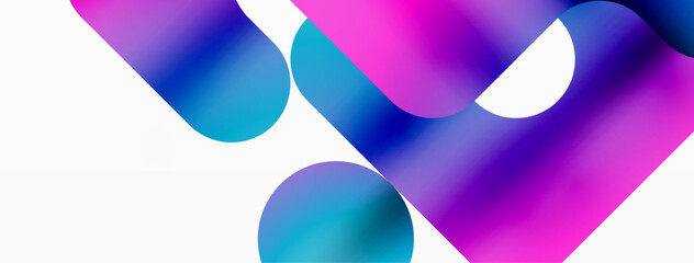 Poster - Vibrant purple and blue geometric shape on white backdrop