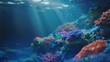 Bring the depths to life with a minimalist underwater scene, featuring vibrant coral reefs in an unexpected close-up shot Use digital rendering techniques for a photorealistic finish