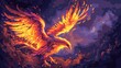 Craft a pixel art representation of a phoenix rising from the ashes at eye level Use vibrant colors to portray the mythical birds rebirth in a dynamic and engaging composition