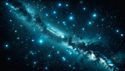 Poster - A starry night sky depicting a galaxy, in a photographic style, against a dark background, symbolizing space exploration. Generative AI