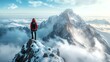 Snow-covered mountain peaks rise majestically against the crisp winter sky, inviting adventurers to explore the icy terrain of the Alps. generative ai illustration