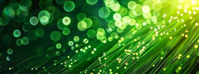 Wall Mural - technology green and fiber optic background
