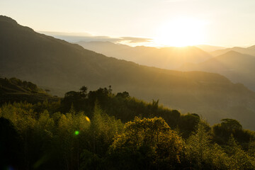 Wall Mural - sunrise over the mountain landscape