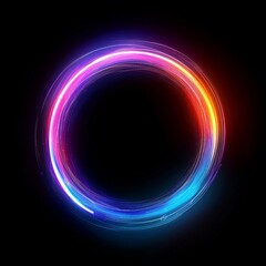 Wall Mural - Glowing cosmic ring with a spectrum of neon lights on black background   
