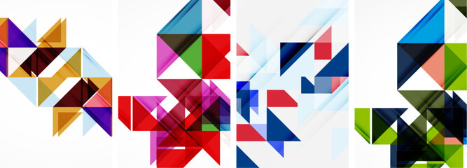 Aufkleber - Creative arts collage with colorful triangles on white background