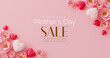 Mother's Day sale banner. A pink background with hearts and the words Mother's Day Sale