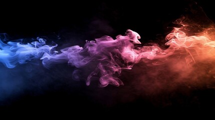 Leinwandbilder - Abstract colorful smoke isolated on black background