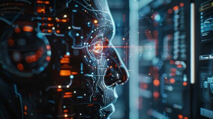 Fototapete - AI (Artificial Intelligence) concept. Deep learning. GUI (Graphical User Interface).