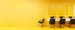 Hairdresser salon web banner. Hairdresser salon isolated on yellow background with space for text.