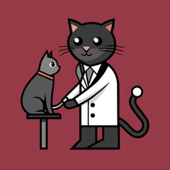 Whiskers & Wellness Veterinary Care Illustrated - Doctor Cat Vector Illustration