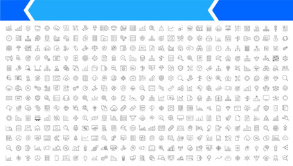 Poster - Data analysis icon set. Graphs, statistics, analytics, analysis, big data, growth, chart, research, UI, UX, GUI and more line icon