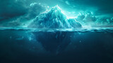 Fototapeta  - iceberg concept underwater risk dark hidden threat, generative Ai
