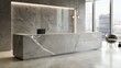 A sleek marble reception desk, exuding sophistication and professionalism in a modern office.