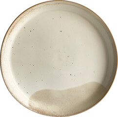 Wall Mural - Top view of a handmade ceramic plate isolated.