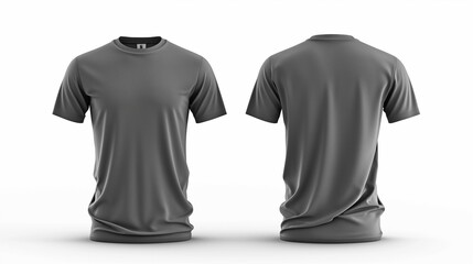 Men's T-shirt mockup, gray T-shirt front and back mockup