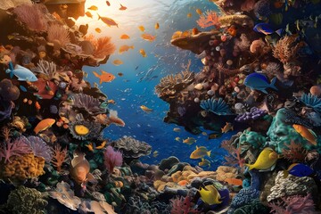 Poster - coral reef and fishes