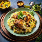 Fototapeta Natura - Exotic platter of Hyderabadi chicken biryani
