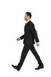 © Who is Danny - A businessman in a black suit walking on white background, ideal for business-related design templates