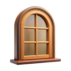 3d wooden window hyperrealistic isolated on transparent background