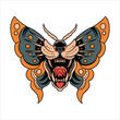 butterfly tiger tattoo vector design