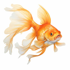 Wall Mural - The goldfish on white background . Comet Goldfish Isolated on White Background