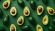 Halved Avocados with Pits Overhead View