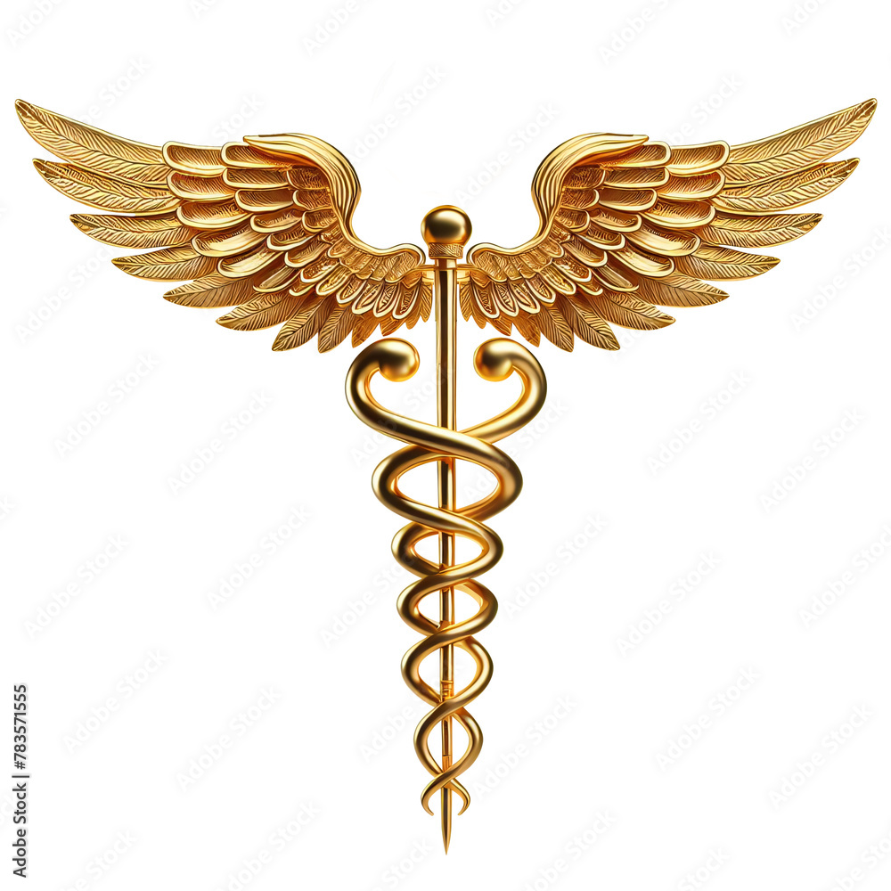 golden caduceus medical symbol isolated on transparent background PNG ...