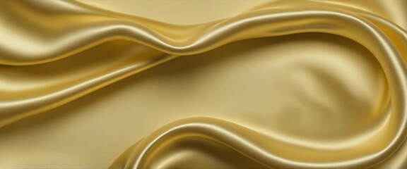 Golden shiny satin silk swirl wave background banner panorama in bright colours 