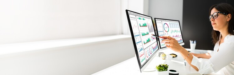 Poster - Analyst Working With Spreadsheet Business Data
