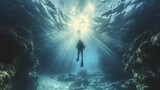 Fototapeta Do akwarium - Euphoria of the Deep Ocean, Discovering Serenity Below Waves.