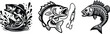 © CreativeMind - Set of bass fish, fish club logo design, vector illustration.
