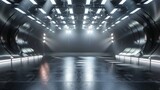 Fototapeta Fototapety przestrzenne i panoramiczne - Metal Concert Hall, 3d stage - futuristic theater with lights 