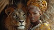 woman and lion