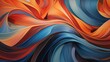 Ribbons of color weave through the air, creating intricate patterns against a backdrop of gradient waves in blue and orange hues.