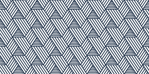 Poster - Linear flat abstract lines. Pattern of voluminous stripes, hexagonal shape.
