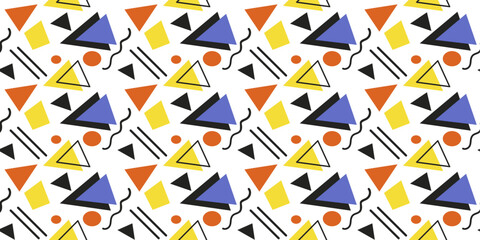 Poster - Memphis texture made of triangles. Repeating texture of triangles. Seamless print pattern.