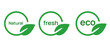 Natural fresh eco circle leaf green label emblem sticker stamp