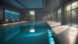 © 4K_Heaven - Swimming pool inside a house surrounded by plants. Generative AI.