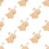 Fototapeta  - seamless pattern with cartoon rabbit
