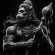 Lord Hanuman Portrait against dark black background