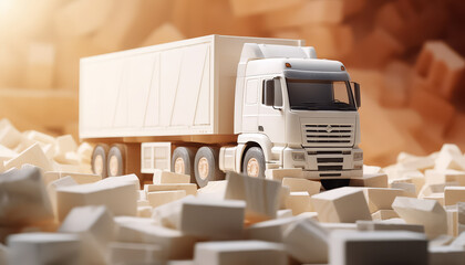 Wall Mural - A white truck and lots of boxes to transport