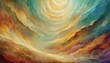 This abstract image depicts a warm-toned swirl resembling geological formations in an impressionistic style.. AI Generation