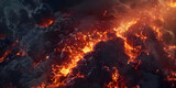 Fototapeta  - Intense flames peak through of fire's destructive power - Ai Generated