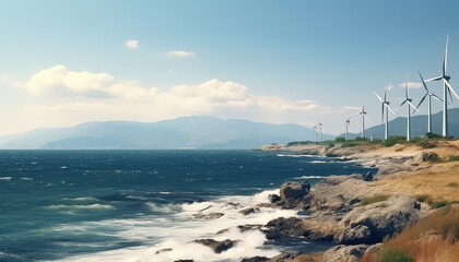 Windmills and beautiful landscape