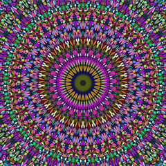Poster - Dynamic oriental colorful geometrical gemstone ornament mandala background - floral hypnotic abstract vector illustration with curved shapes