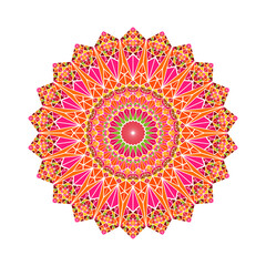 Poster - Ornate triangle tile pattern mandala - circular abstract round vector design element