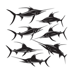 Wall Mural - Swordfish Fish black Silhouette vector illustration